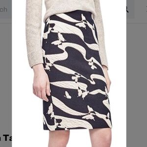 Ann Taylor Navy Cream Quilted Butterfly Pencil Skirt